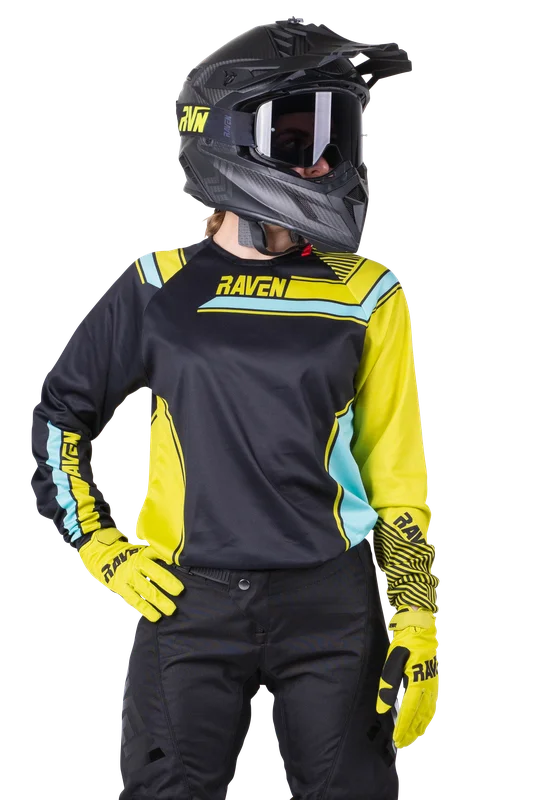 Bluza Cross Dziecięca Raven Rival Czarny/Limonkowy/Turkusowy L