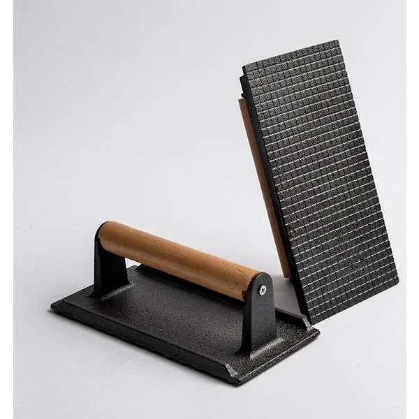 Jernpanne for panini, burger, bacon, grillpresse krydret, 7.87*4.13