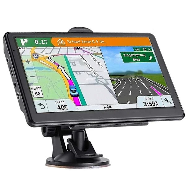 Bil GPS Navigator, Siste 2024 Kart 7 Tommers Berøringsskjerm Bil GPS, Stemmekontroll for Sving-for-Sving Veibeskrivelser, Støtte for Hastighet og Rødt
