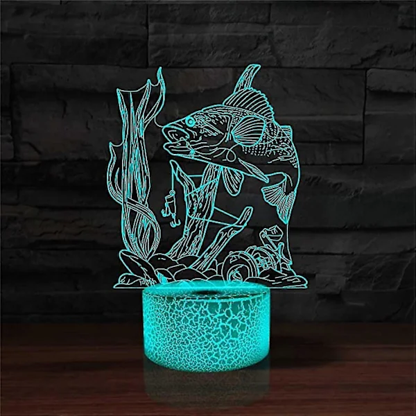3D Fiske Lampe Illusjon Nattlampe LED Fisk Skrivebordslamper 7 Farger Endring Berøringskontroll Visuelle Lamper Hjem Soverom Dekor For Menn 