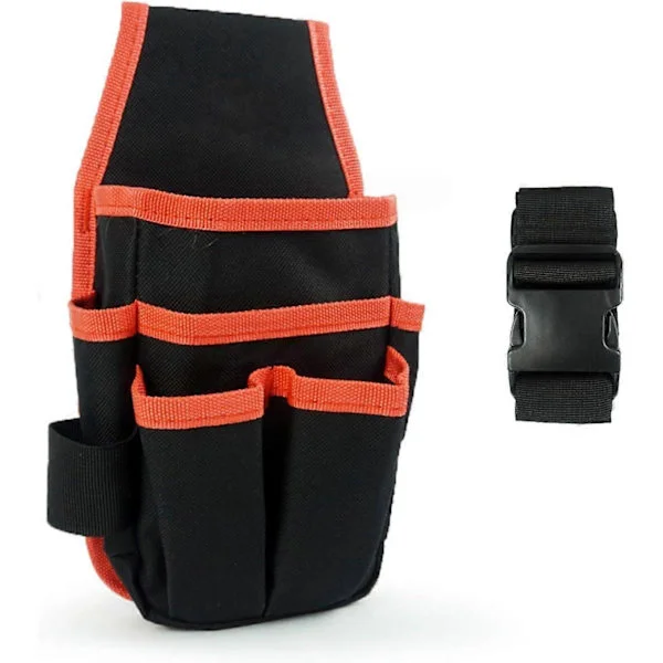Black Canvas Tool Bag, Tool Pouch, Electrician Storage Bag, Adjustable Waist Belt for DIY Electrician Carpenter