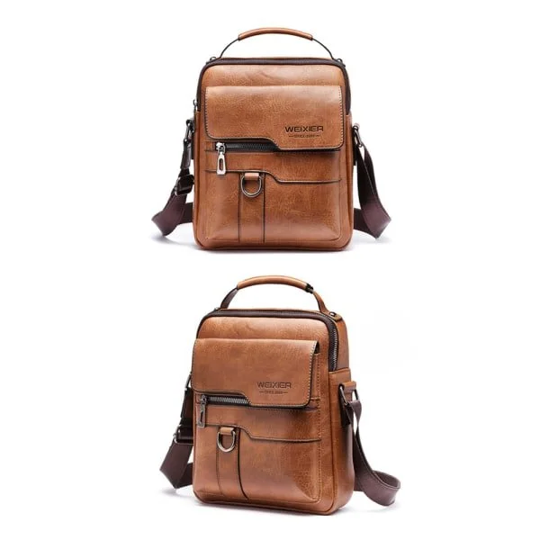 Crossbody Bag PU Leather Men's Shoulder Bag Side Pocket Crossbody Bag Vintage Crossbody Bag Mobile Phone Bag Messenger Bag Men's Bag, Brown