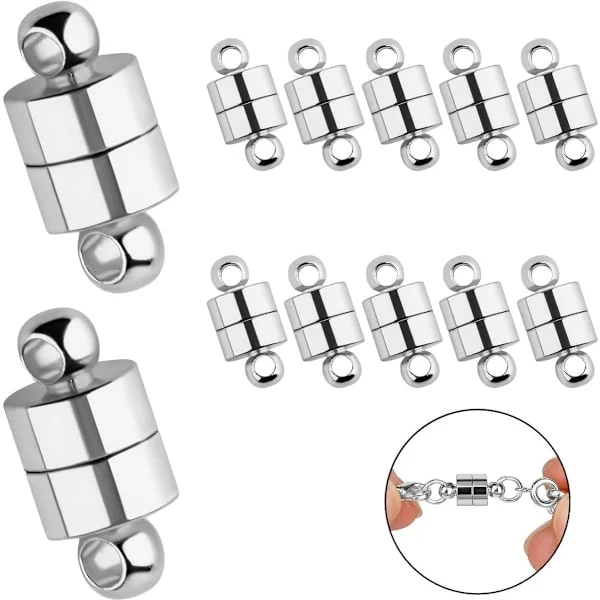 12-pakning armbåndslåser, magnetiske smykkelåser, DIY smykker armbåndsverktøy, smykker halskjede lage forsyninger 12mm (sølv)