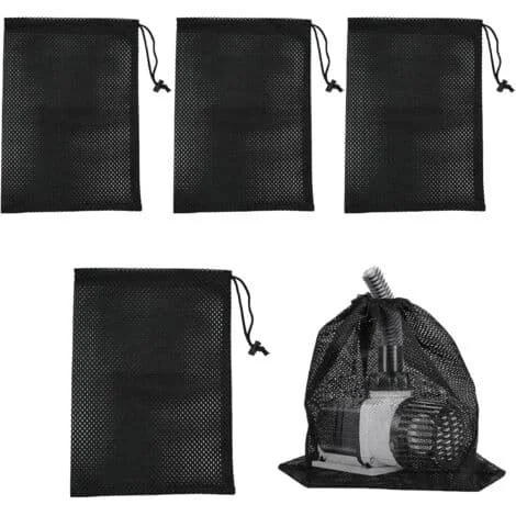 4 Stykker Pumpesekk, Pumpefilter Nettingpose, Pumpebarrierepose, Vannpumpe Filterpose i Netting (Svart)