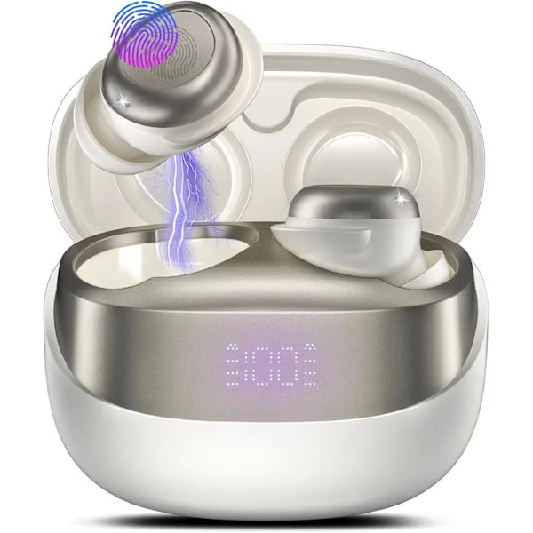 Bluetooth 5.4 Wireless Earbuds - Noise Cancelling, 47 Hours Playtime, IPX7 Waterproof, Touch Control (White, 2025)