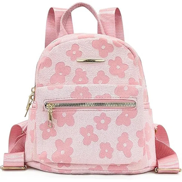 Mini ryggsekk for kvinner, 9 tommer uformelle dagsekker Små ryggsekker for kvinner og jenter, Mote ryggsekker med blomstermønster jenter