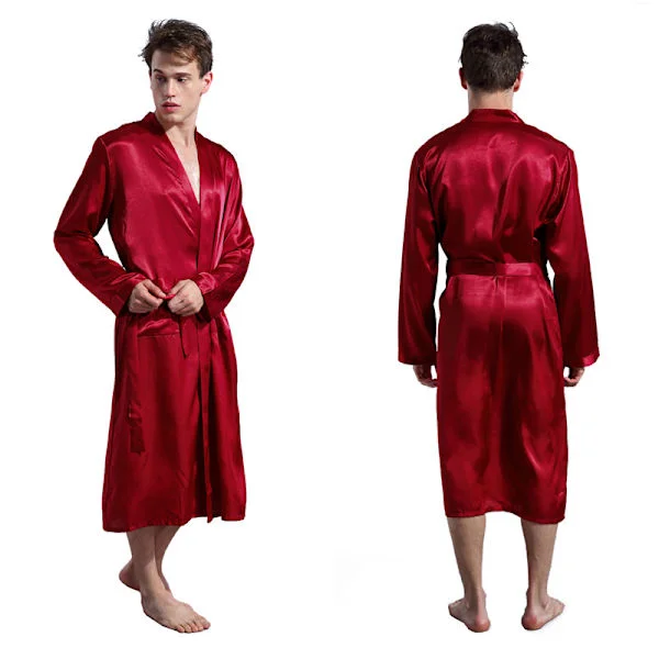 Herre badekåbe sommer letvægts sauna dragt langærmet badekåbe med bælte sommer badekåbe pyjamas silke pyjamas kimono pyjamas herre gave
