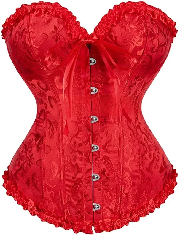 AliExpress - Sapubonva Rotes Korsett Bustier Top Damen Viktorianisch Sexy Weiß Schwarz Grün Vintage Blume Vollbrust Plus Size Dessous Mieder