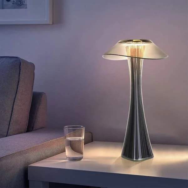 Rechargeable Designer Table Lamp Touch Sensitive LED Desk Lamp - Dimmable Titanium USB Bedside Lamp 3W Cordless Desk Lamp With Battery And Screen For