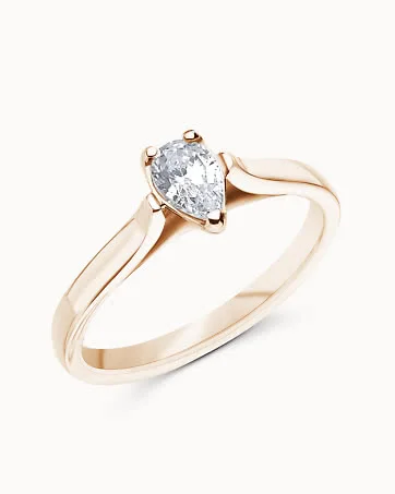 Alexia Engagement Ring 18K Rose Gold with Lab-Grown Pear-Shaped Diamond - Engagement Rings & Wedding Rings from Vanbruun