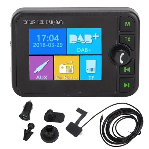 Bil Bluetooth Digitalmottagare DAB DAB+ FM Bluetooth Handsfree 2,4 tums färgskärm 3,5 mm uttag Digital bilradio