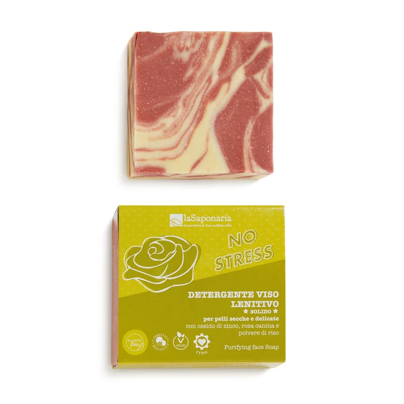 LA SAPONARIA Wonder Pop Detergente viso lenitivo solido NO STRESS 70g - Sapone detergente viso
