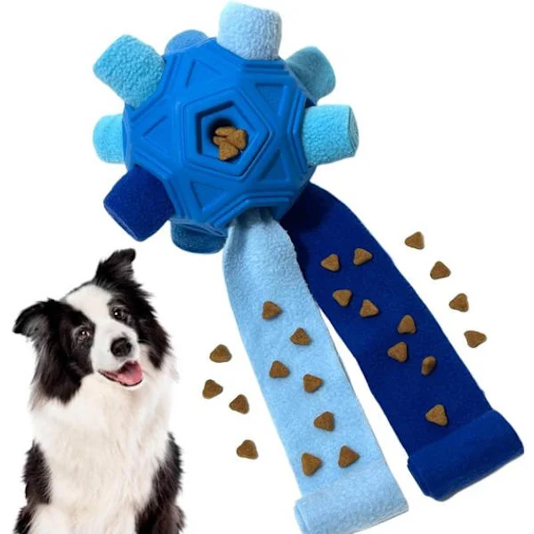 Hundleksaker - Snuffelboll för hundar - Hundboll - Snuffelmatta - Hundsnuffelboll - Slickmatta för hundar - Okrossbar förbättrad boll - Blå
