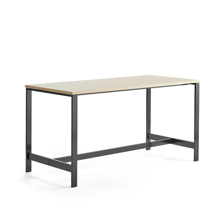 Stå- och sittbord för möten och arbete - 1800x800mm - Vit laminatskiva och vita stålben