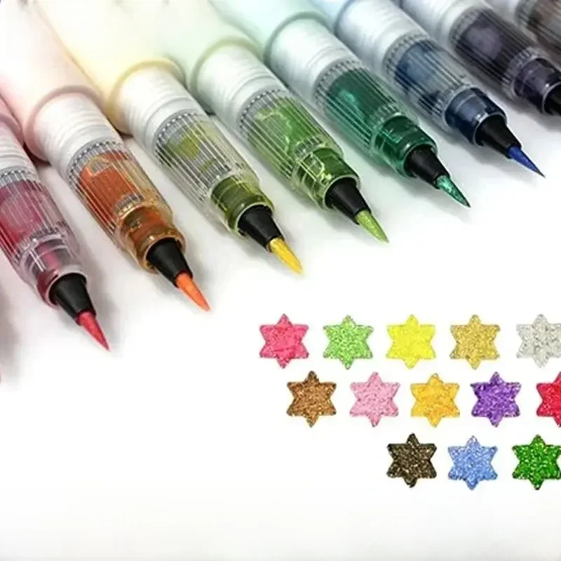 AliExpress - 1 STÜCK ZIG Kuretake Wink of Stella Bling Pinselstift Mehrfarbig Glänzendes Aquarell Blinkpulver Weiche Glitzerstifte MS-56 Marker