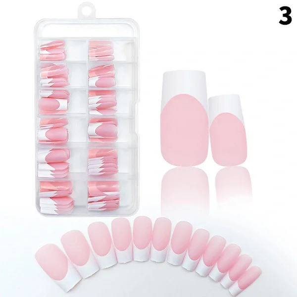 120 st/låda Nude Rosa Matta Franska Lösnaglar 12 storlekar Extra BFSZF MS