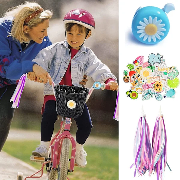 Barn Cykelkorg Fram Vävd Wicker Cykelkorg Med Styre Streamers , ;