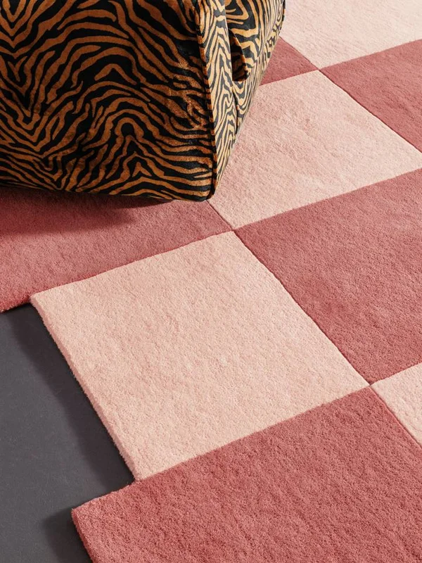 Checkmate 250X350 Grande Rosa/Rosa Claro Cuadros Alfombra De Lana
