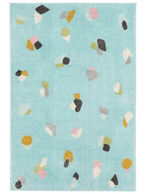 Washable Kids Rug Geometric Candy Turquoise/Multicolor Small Oeko-Tex
