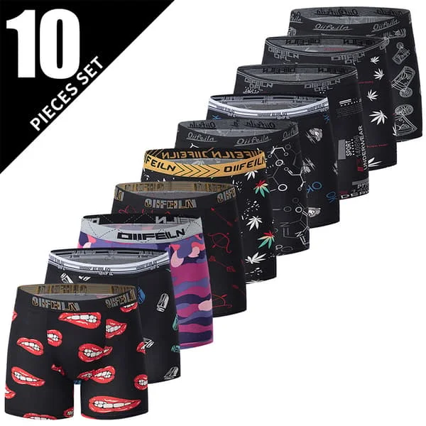 10-pack Men's Underwear, Casual Boxer Briefs, Breathable and Comfortable Elastic Boxer Shorts, Training Shorts 10pc