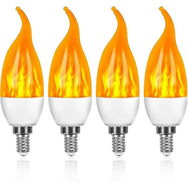 4-pakning 3W E14 LED-lyspære Flammeeffekt Lyspære med 3 lysmoduser Dekorativ lyspære