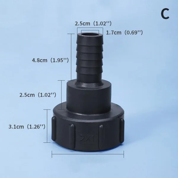 1/2" til 2" IBC Tank Adapter Hageslange Adapter Kran Kobling C, 25mm OD (1") 85G