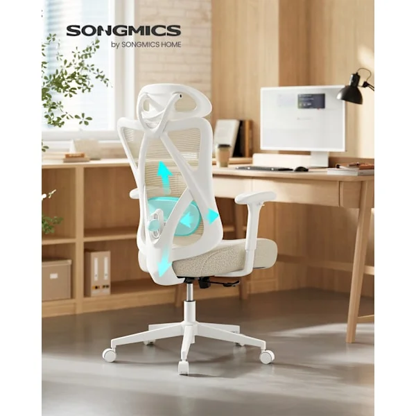 Ergonomisk nätstol, kontorsstol, skrivbordsstol, Cappuccino Beige