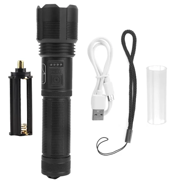 Ficklampa Zoom Elektrisk Kvantitetsdisplay USB Uppladdningsbar Stark Ljusstyrka Ficklampa P70
