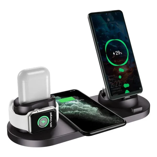【PP】Trådløs oplader - Passer til Apple mobiltelefon iPhone13 dedikerede høretelefoner iwatch ur vertikal ladestander sort