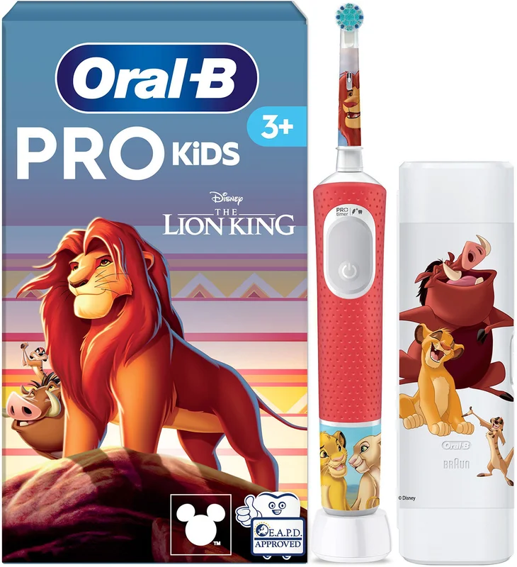 Oral-B Vitality Pro Kids 3+ Lion King, Travel C - Eltandborste för barn med Lejonkungen-motiv