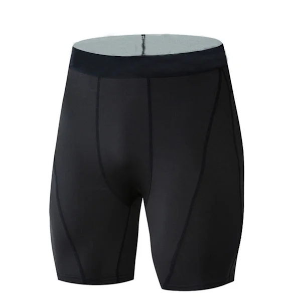 Menn Korte Leggings Polyester Elastisk Hurtigtørkende Menn Sportsbukser for Sport Basketball Fotball Svart XL