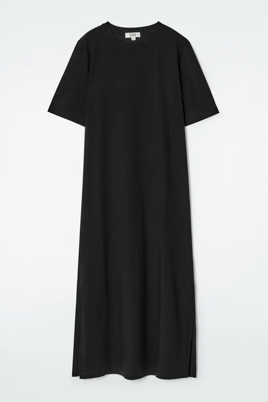 COS Women's Cotton Midi T-Shirt Dress in Black