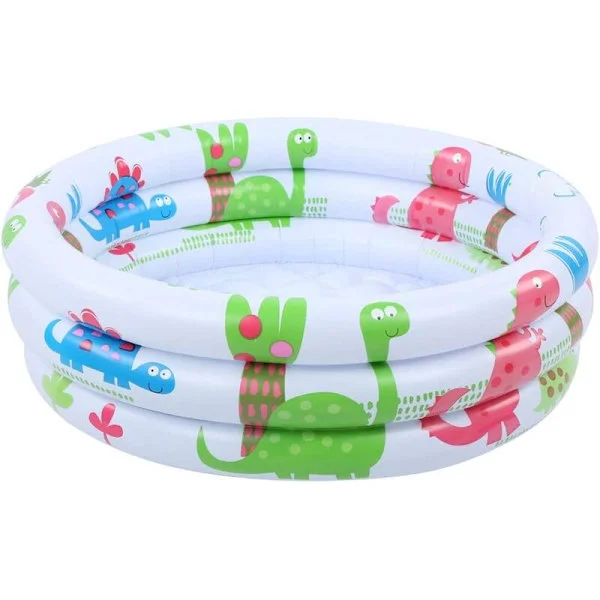 Mini Kiddie Pool, Rund Uppblåsbar Barnpool, Bärbar Barnpool, Liten Pump, Inomhus Utomhus Cartoon Dinosaurie Pool 50X50X25cm Fontainebleau