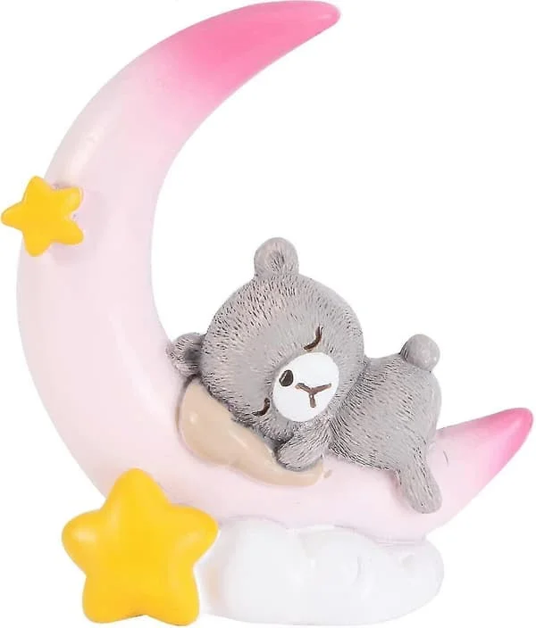Tårtdekoration Baby Shower Björn Elefant Månen Stjärnor - Bedårande Björn Och Månformad Födelsedagstårta Bakdekoration Kreativ - Bildekoration Resin