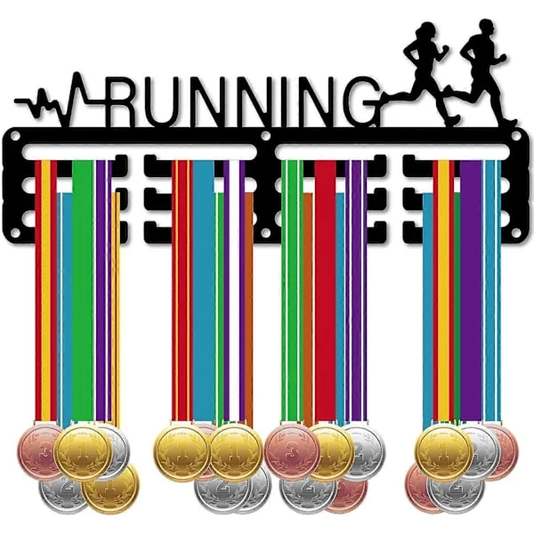 Medaljhållare för Löpning, Medaljhängare, Medaljställ, Display för Maraton, Sport, Metall, Väggmonterad, Små Utmärkelser, Järn, Märken, Löpning (FMY)