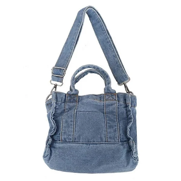 Multifunctional Soft Denim Pocket Shoulder Bag Women Shoulder Bag Shopper Light blue