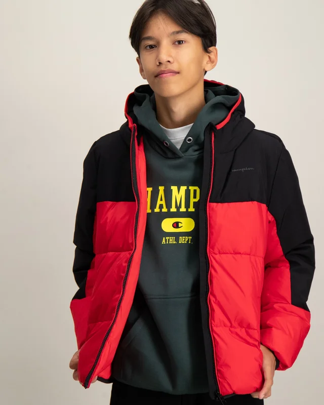 Champion Hooded Jacket Rouge Vestes Garçon - Kids Brand Store