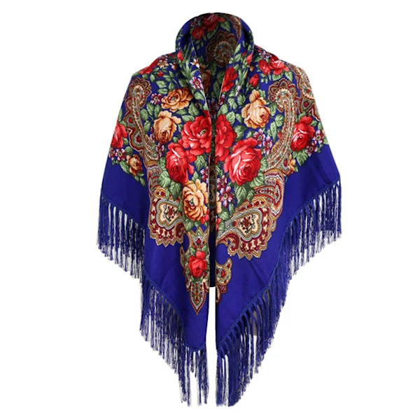 Scarfs för kvinnor Clearance Russian Babushka Scarf Sjal Wrap Oversized Traditionell Retro Ukraina stil Printed tofsar Fyrkantiga scarfs