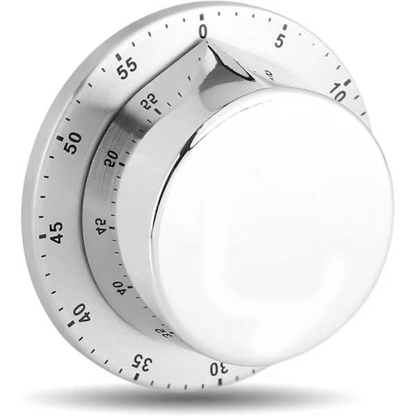8x3cm Köksklocka Mekanisk Köksklocka 60 Minuter Rostfritt Stål Timer med Magnet Högt Alarm Matlagningsklocka för Kök. (Silver)