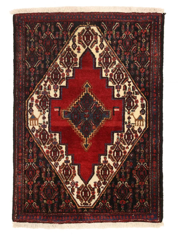 Senneh Rug Hand Knotted 69X98 Black/Dark Red