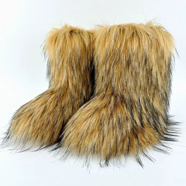 2025 Dame Vintage Faux Fur Støvler Snestøvler, Y2K Stil, Fluffy Korte Støvler, Moderigtige og Alsidige, Varme til Vinter, Jule Støvler