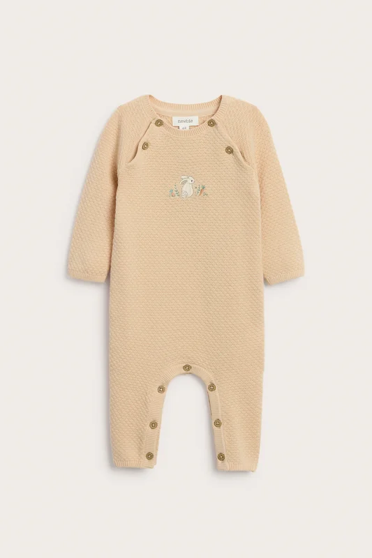 Newbie | Jumpsuit med broderad kanin Ljusorange 50 | Baby