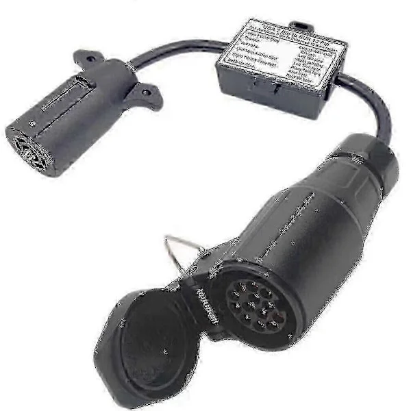 Adapter for tilhengerlys fra USA til Europa, 7-veis flat kontakt (amerikansk kjøretøy) til 13-pinners rund kontakt (EU-tilhenger)