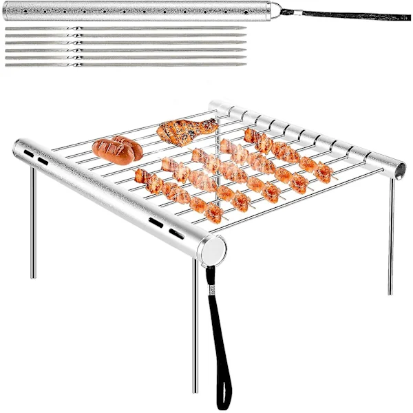 Xceedez Bbq Grillar, Rostfritt Stål Bbq Grill Bärbar Camping Grill Grill Fällbar Kompakt Camping Grill För Camping, Vandring, Picknick