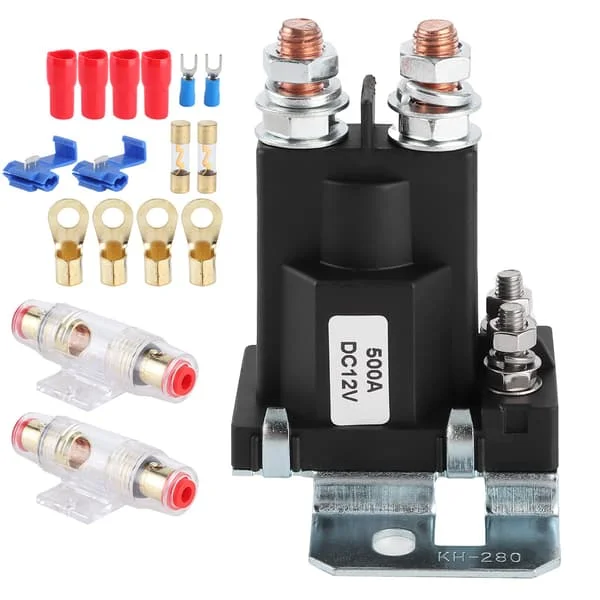 DC Relæ 12V/500A Sikringsholder 100A Sikringer Dobbelt Batteri Ladeisolator til Bil RV Yacht