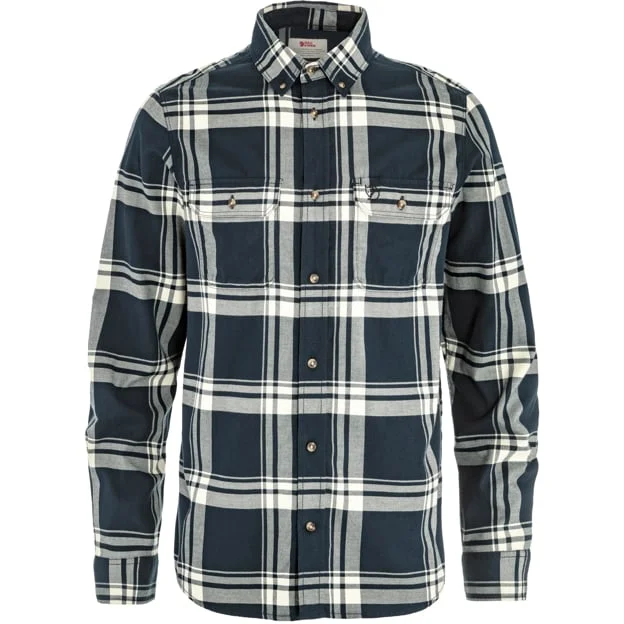 Fjällräven Men's Övik Lite Flannel Shirt T-Shirt in Dark Navy/Chalk White | Size: Large, Organic Cotton