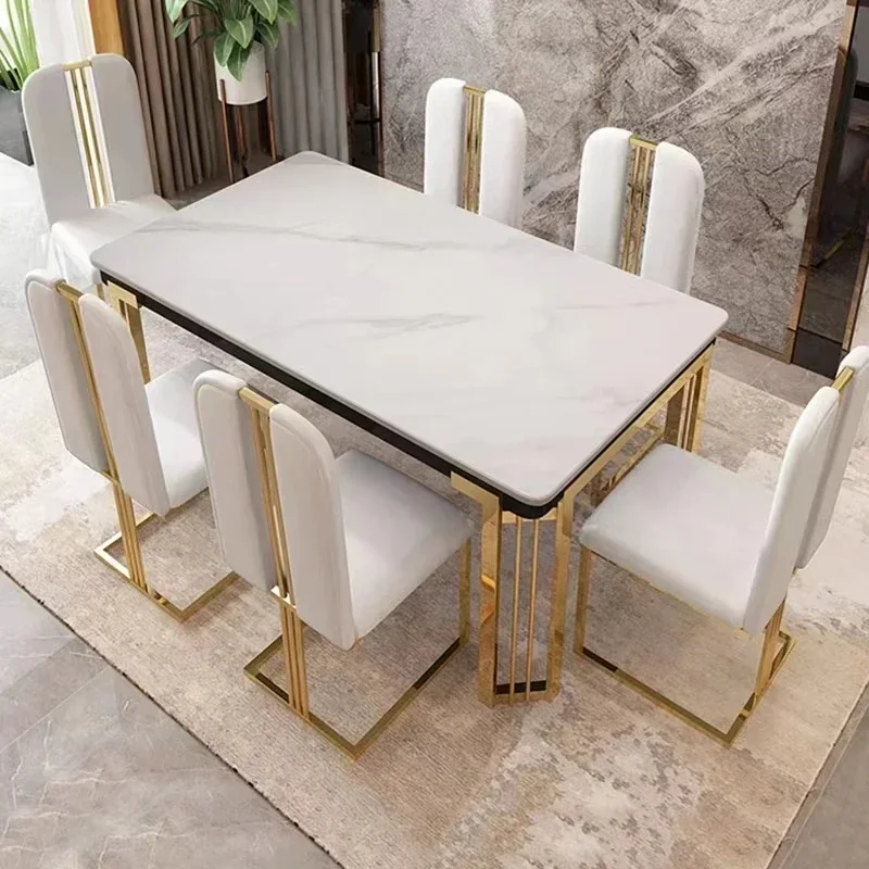 AliExpress - Table à Manger de Luxe Nordique en Métal, Chaises de Cuisine, Design Naturel, Table à Manger Centrale, Restaurant, Eettafel en Marbre, 