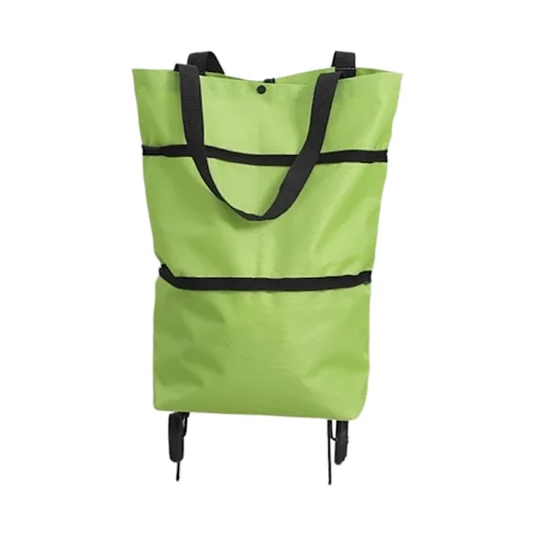 Foldable Shopping Bag with Wheels - Green Green