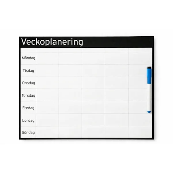 Magnetisk Whiteboard för Veckoplanering . Inkl. Whiteboardpenna m Sudd
