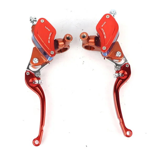 Pair 22mm CNC Motorcycle Hydraulic Brake Pump Clutch Master Cylinder Lever Adjustable Orange